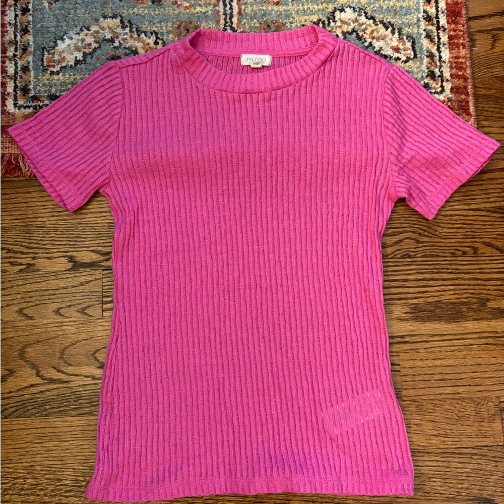 Anthropologie Pilcro bright pink knit blouse size xs